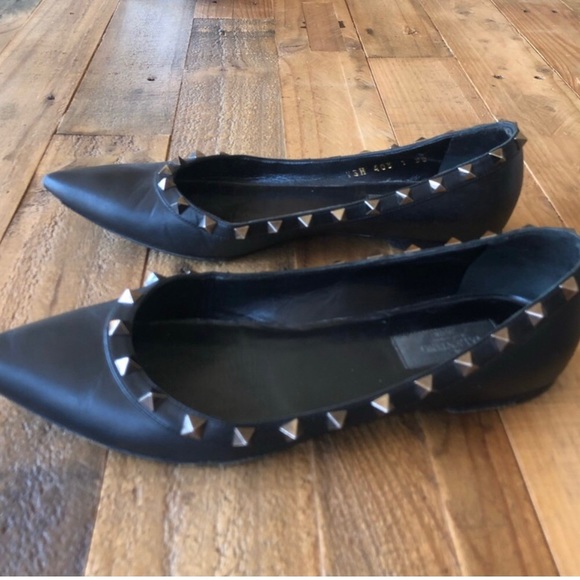 Valentino Garavani Rockstuds noir Ballerina flats size 8 - Picture 2 of 10